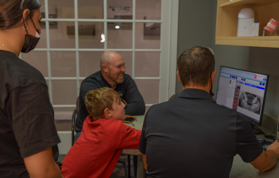 Child and family having evaluation