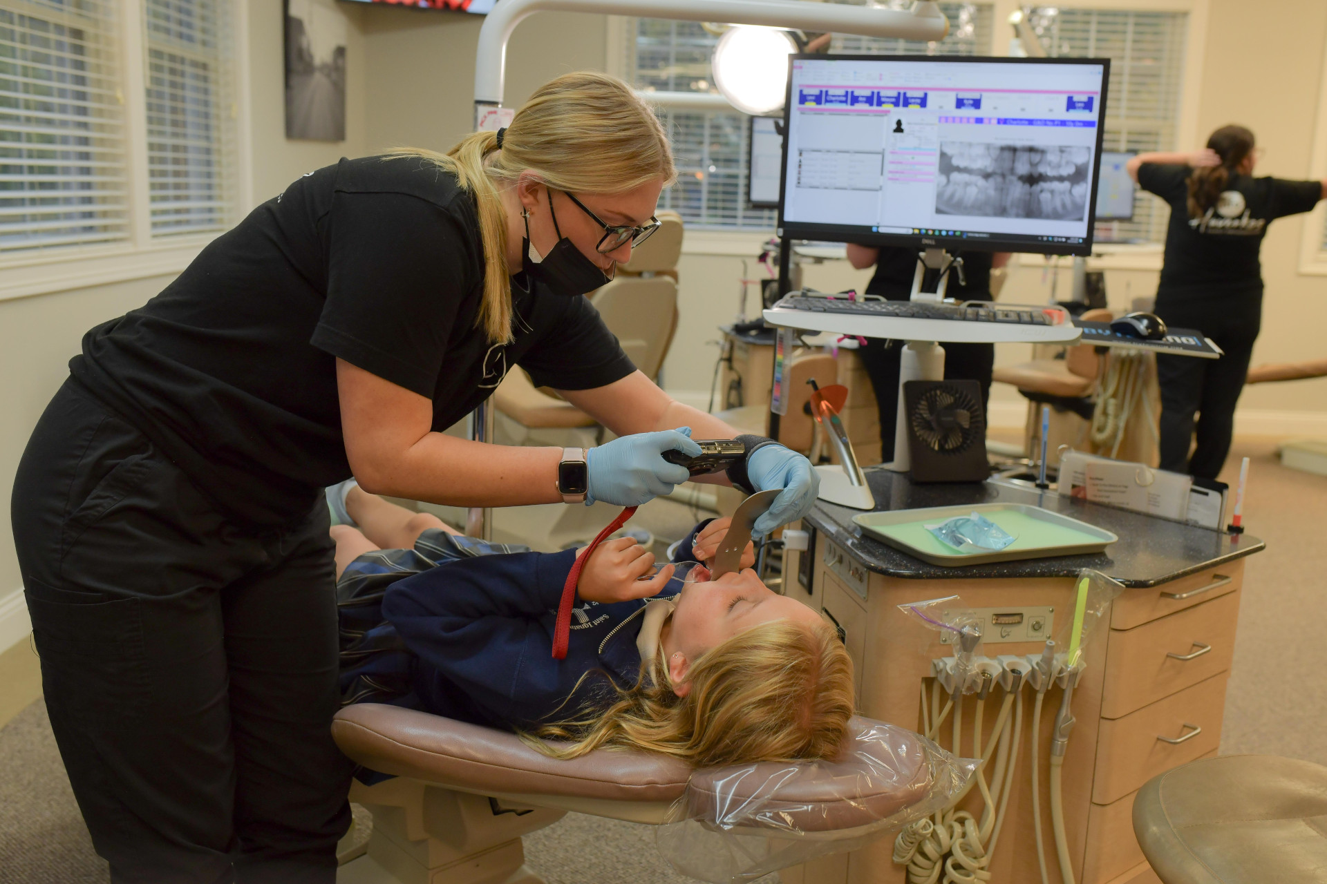 A young patient being seen at Haverkos Family Orthodontics' Bridgetown Office